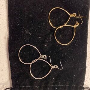 TWO PAIRS of hoop style earrings gold silver new